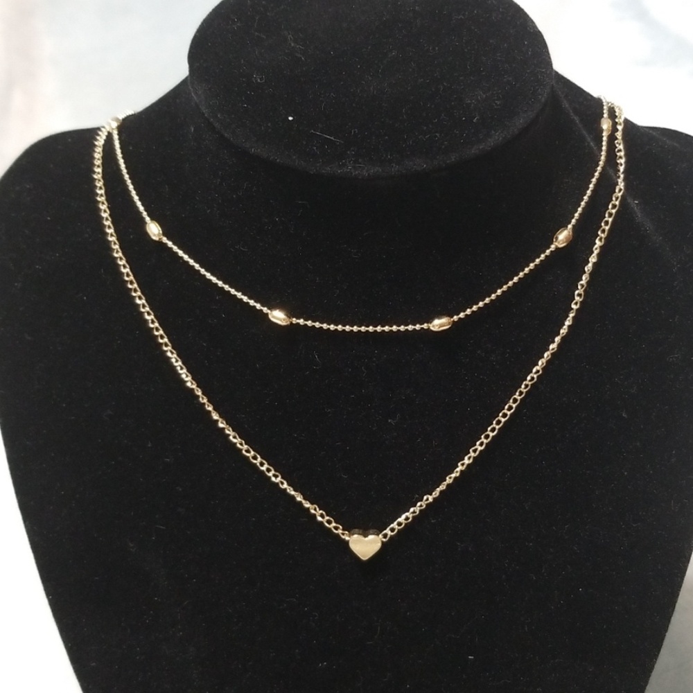 Stunning Gold Layered Heart Necklace Simple chic